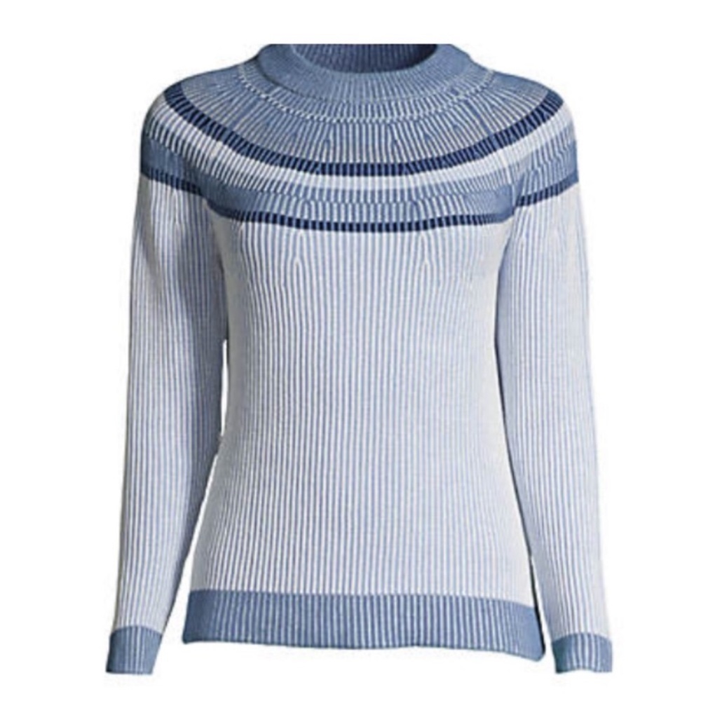 Land’s End 💯% Cotton Drifter Crew Neck Sweater Striped lightweight never worn